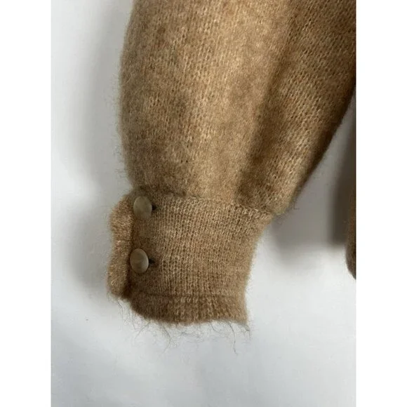 La Maille Sezane WoolMohair Light Brown Cardigan Women's Size Small